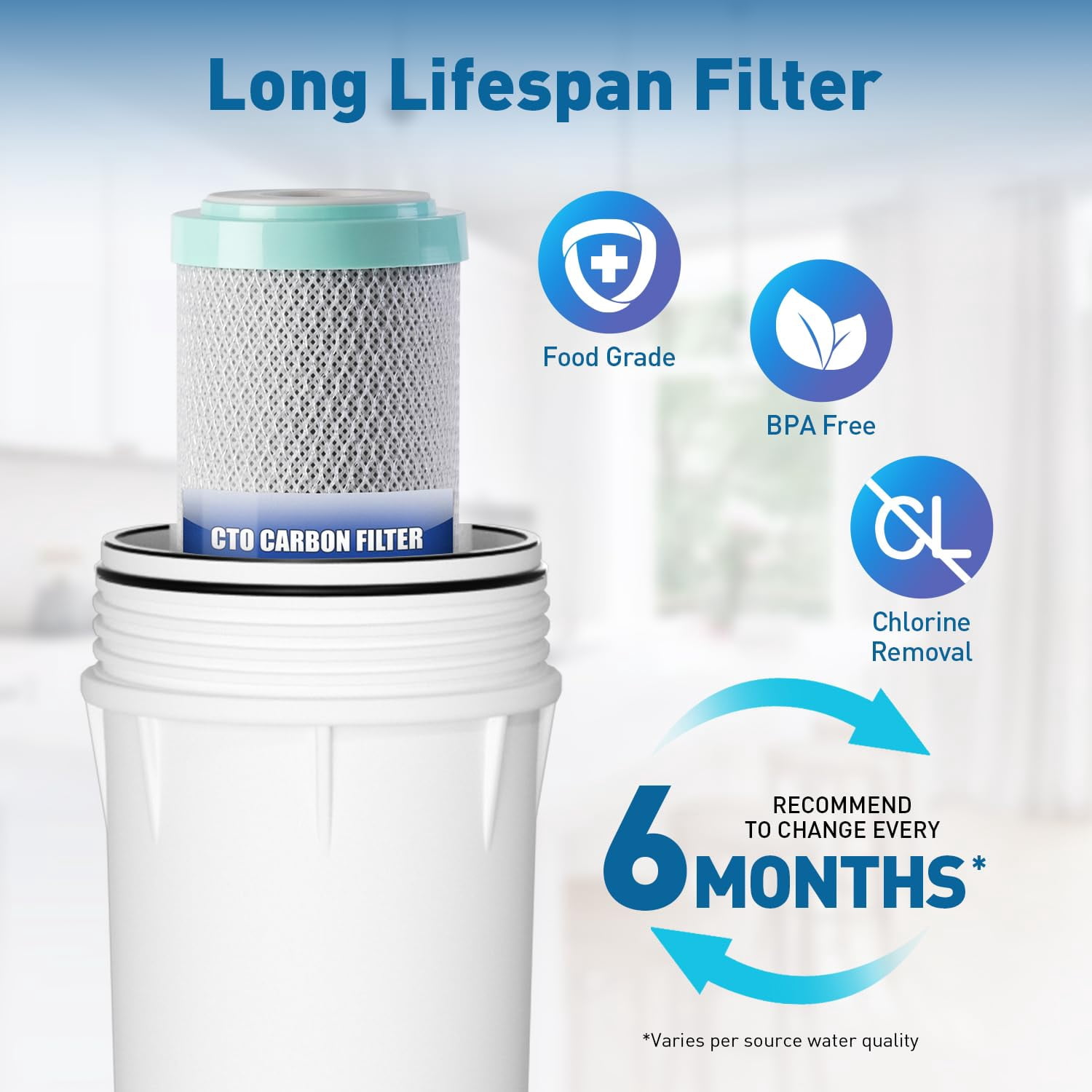 PDR-F6K Replacement Reverse Osmosis Water Filter Set for 6-Stage Under-Sink Water Filtration Systems with Alkaline Mineral Filter