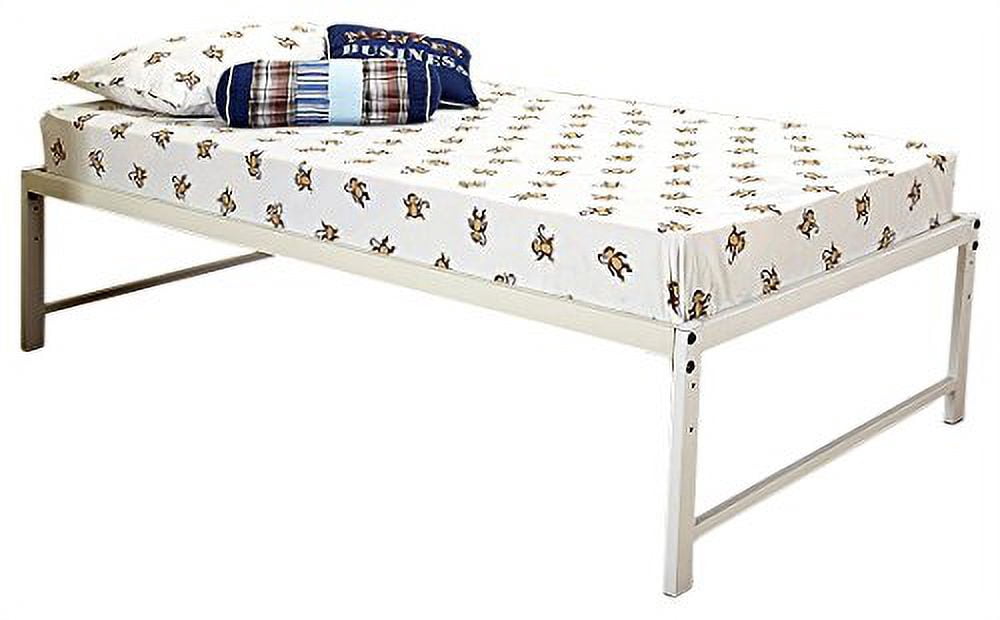 Kings Brand Furniture White Metal Twin Size Platform Bed Frame, Mattress Foundation/No Box Spring Needed