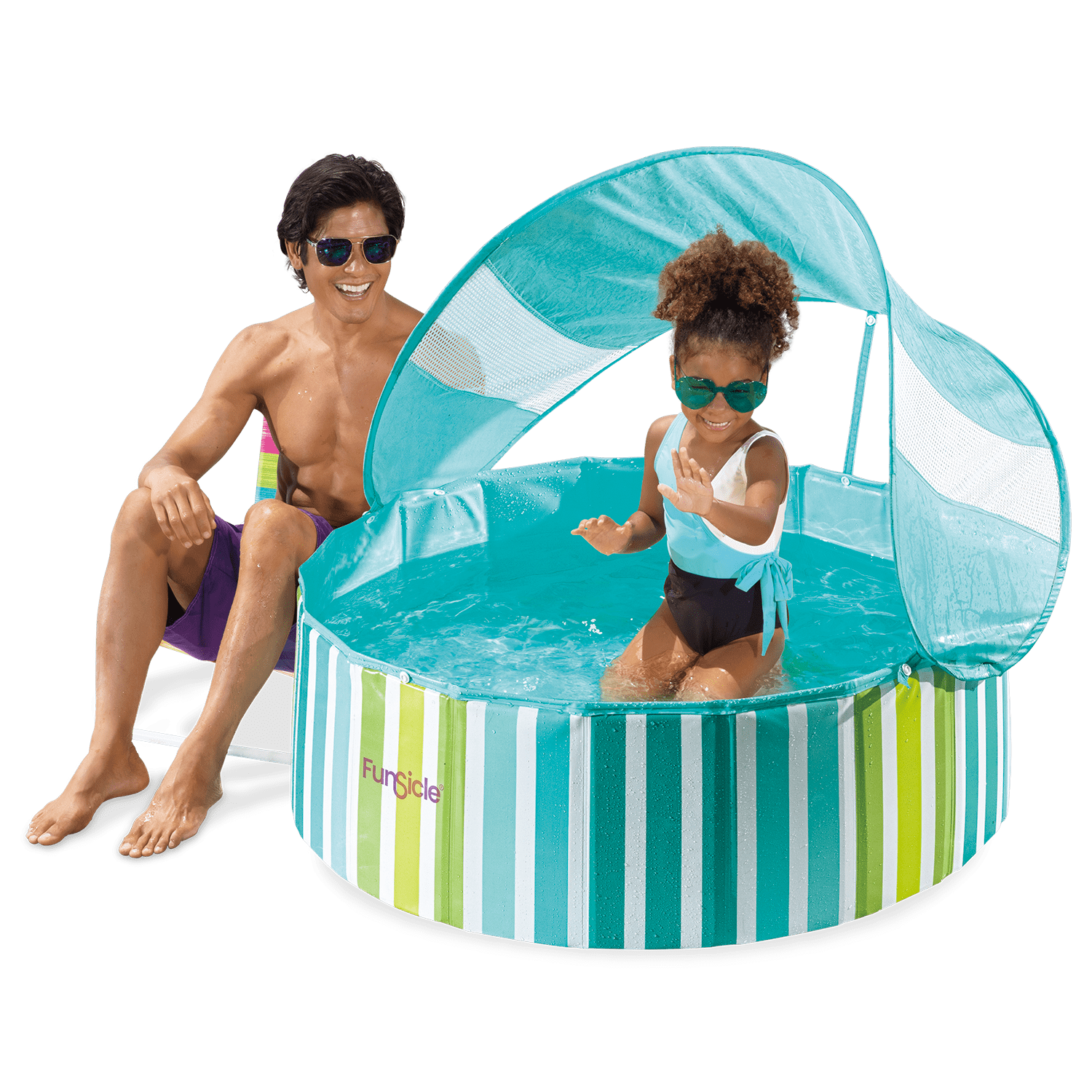 Funsicle Shaded Deco Fun Fold Swimming Pool For Kids & Pets, 36” x 12”, Age 2 & up