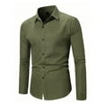 thumbnail image 5 of Brglopf Mens Dress Shirts Stretch Long Sleeve Collared Formal Business Work Shirts Solid Casual Wedding Dating Button Down Shirt Army Green XL, 5 of 8