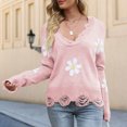 thumbnail image 1 of Suéter De Invierno Lady Jumper Top Loose Hole Suéter para mujer Sólido Cómodo Ropa de uso diario Traje de calle Cgtredaw Rosa L para Mujer, 1 of 5