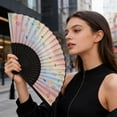 thumbnail image 6 of PoyoKee Hand Fan Foldable, 1Pc Elegant Paper Travel Fan, Lightweight Portable, Travel Essentials for Garden Photography Holidays, Colorful Floral, 6 of 6