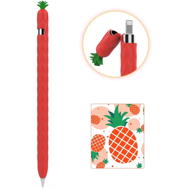 iPencil Case Sleeve Cute Fruit Design Silicone Soft Protective Cover Accessories Compatible with iPad Pencil 1st Generation - Red