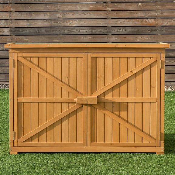 Zimtown 38in Outdoor Wooden Sheds Storage Cabinet w/ Doors,Garden Fir Tool Shed