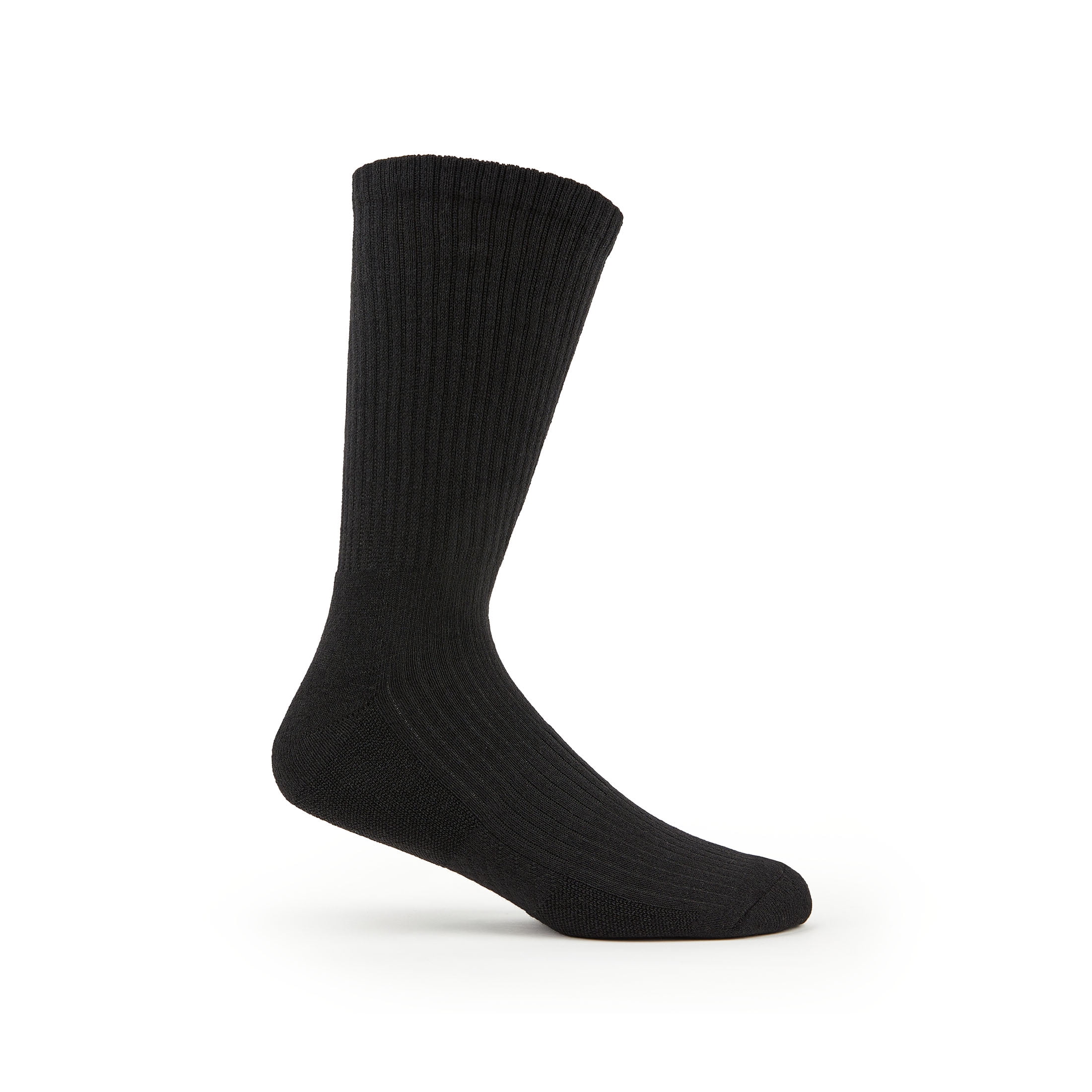 Fruit of the Loom Men's All Day Comfort Crew Socks, Sizes 12-15, Black (6-Pack)
