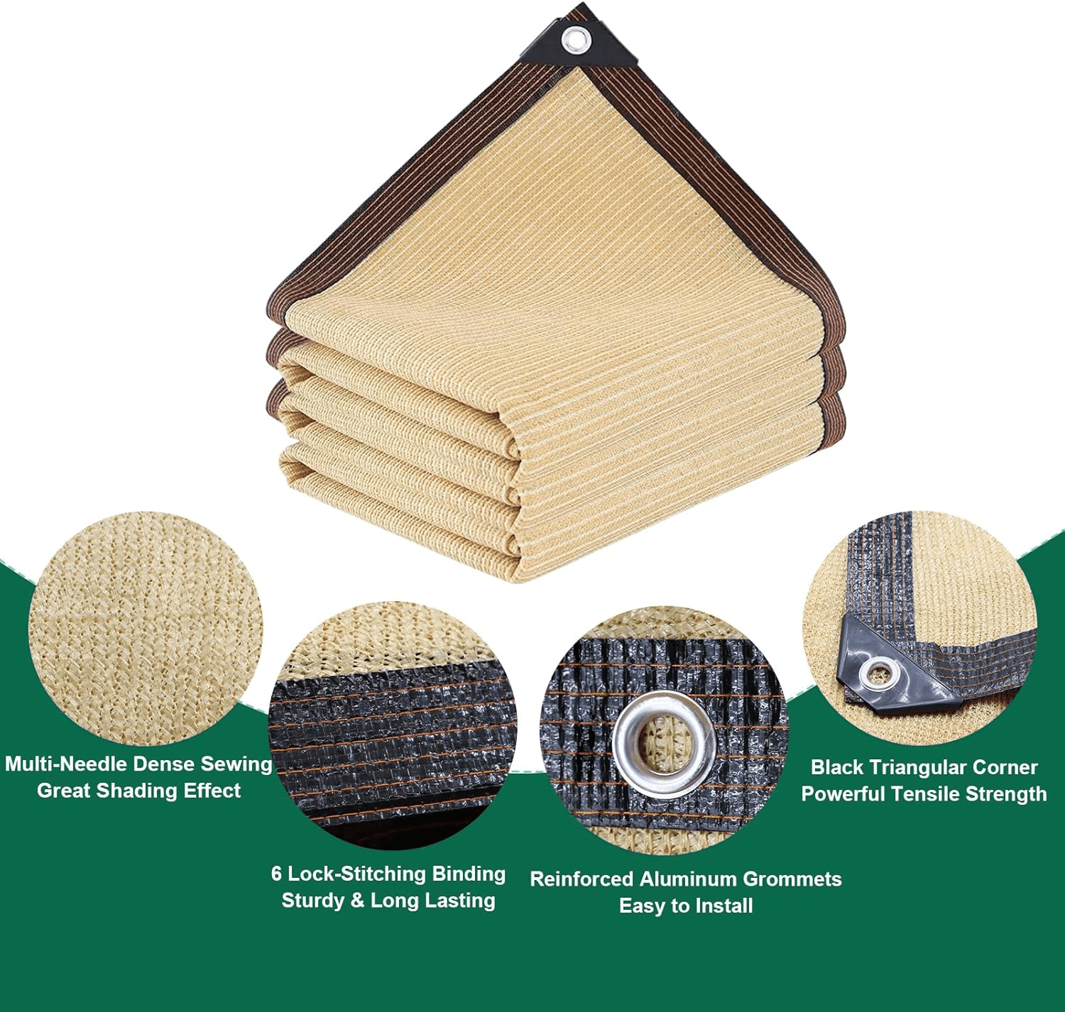 Sun Shade Cloth,Pergola Shade Cover,Shade Fabric with Grommets for Outdoor Patio, Decks, and Backyards(10x20 FT,Beige)