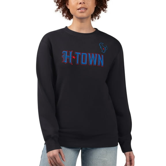 Women's  G-III 4Her by Carl Banks Black Houston Texans H-Town Fleece Pullover Sweatshirt