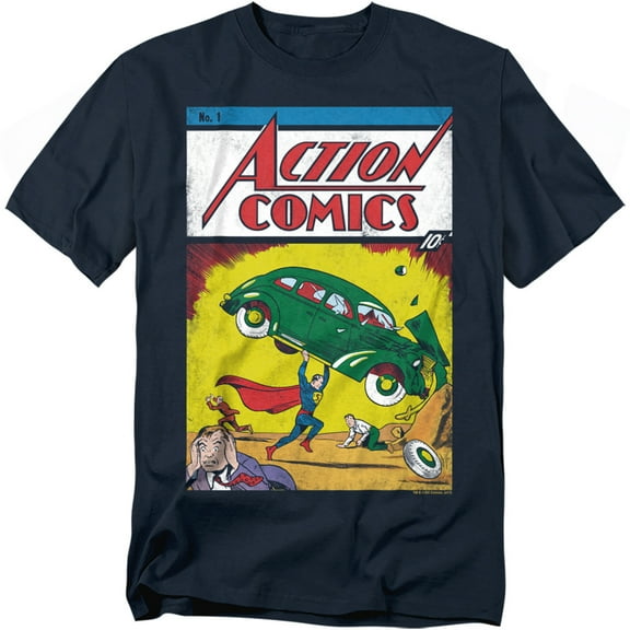 Superman T-Shirt Action No. 1 Unisex Graphic Tee For Men & Women Navy