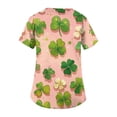 thumbnail image 4 of OIOLOYJM St. Patrick's Day Scrubs Tops for Women Funny Stretchy Clover Print Tops V Neck Short Sleeve Nursing Shirts Trendy Workwear Uniforms with 2 Pockets Green XL, 4 of 4