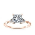 thumbnail image 1 of 0.65 T.C.W Princess Shape Natural Diamond Latest Design Halo Wedding Ring for Ladies Solid 14K Rose Gold Size 8, 1 of 8