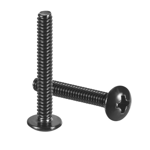 Uxcell #8-32 x 1-1/4-inch Phillips Flat Head Screws, 100 Pack 304 Stainless Steel, Truss Head Machine Screw Full Threaded Black