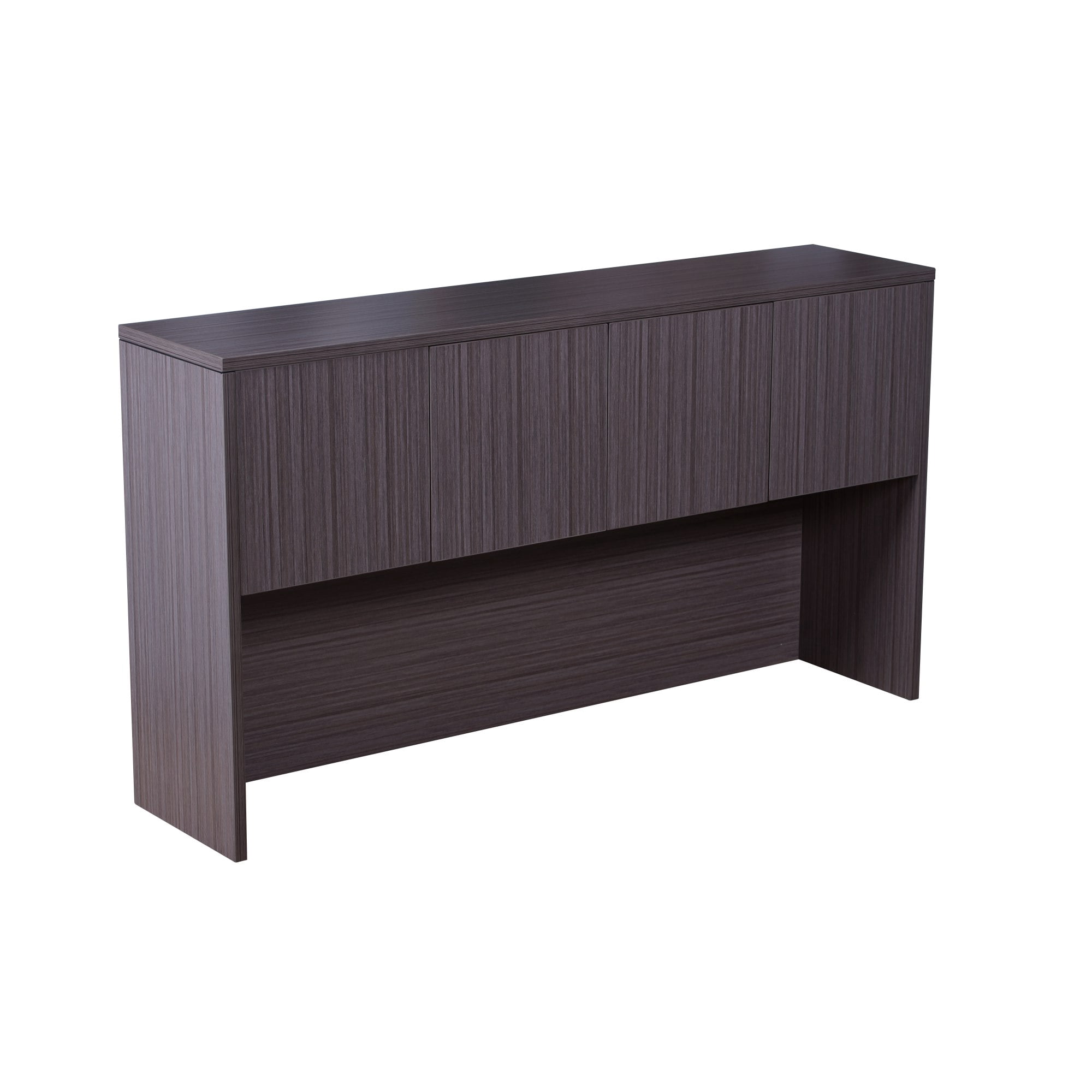 Boss Office Products U-Shape Desk Credenza with Pedestal and Hutch in Driftwood