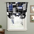thumbnail image 2 of Navy Blue Black Geometric Tie Up Curtains for Windows, Adjustable Balloon Window Shades, Modern Color Block Abstract Kitchen Window Treatments Farmhouse Short Curtains with Rod Pocket 42"x45", 2 of 8