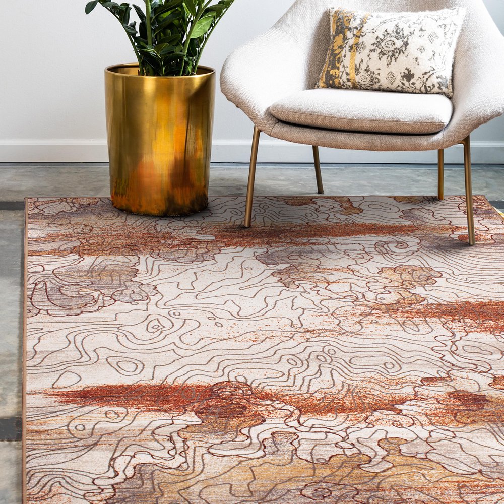 My Magic Carpet Machine Washable Area Rug Vienna Abstract Natural 5X7