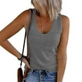 thumbnail image 4 of Teocary T-Shirts for Women Trendy Sport Solid Color Buttons Ribbed Workout Tank Womens Blouses and Tops Dressy Casual Summer V Neck Sleeveless Tshirts Shirts Tunic for women Summer Saving, 4 of 6