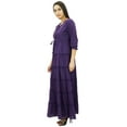 thumbnail image 1 of Bimba Robe Maxi en Coton à Manches 3/4 pour Femmes, Taille à Cordon, 1 of 6