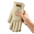 thumbnail image 2 of Yooshoverk Touch Screen Winter Knitted Gloves – Thickened Fleece Warm Gloves For Men & Women Cycling Driving Khaki 8.66In, 2 of 6