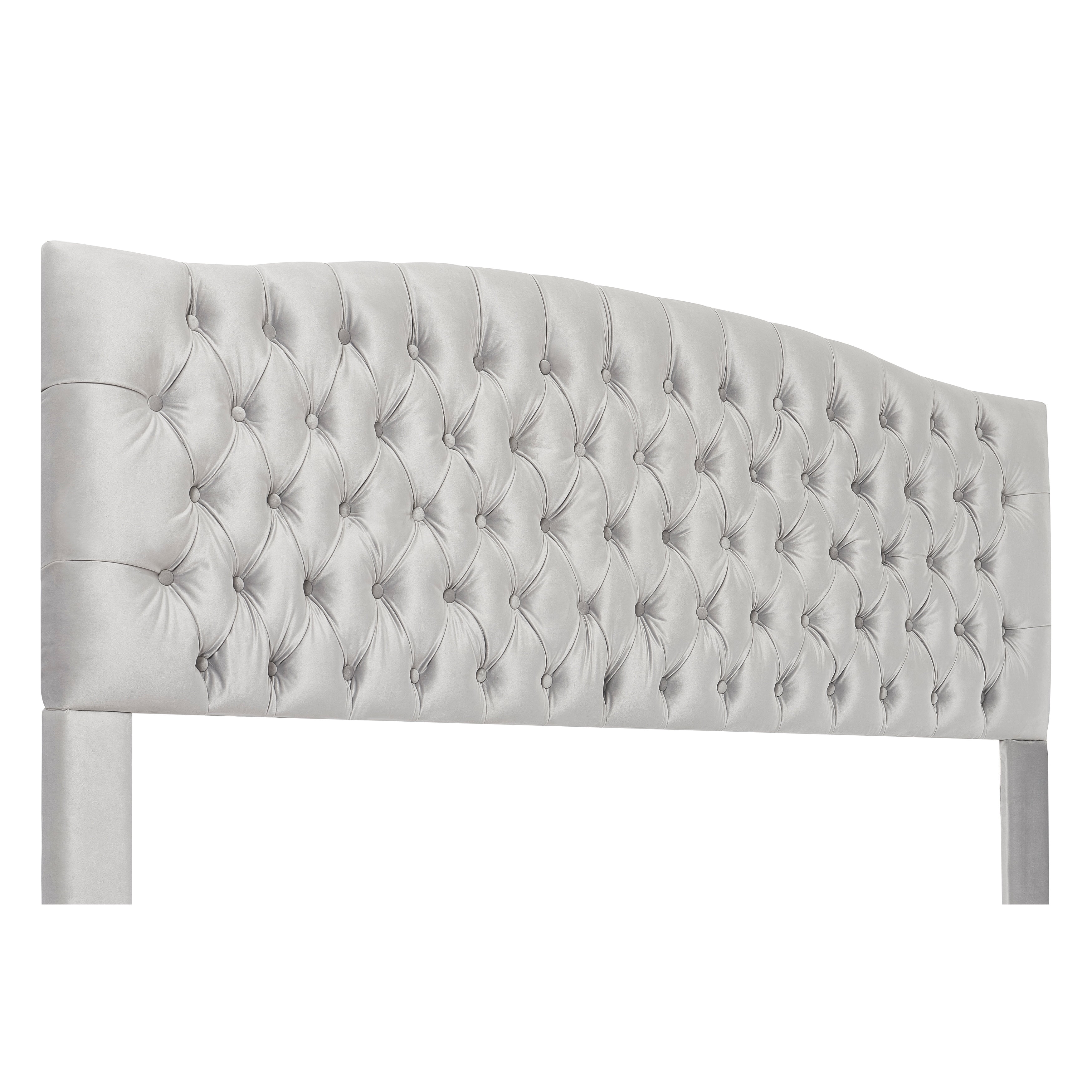 Elle Decor Celeste Queen Size Headboard Pearl Grey Velvet