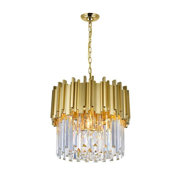 CWI Lighting Deco 4 Light Down Contemporary Metal Chandelier in Gold