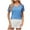 Blue, variant on Fesfesfes Tshirt for Women's Solid V-neck Zippered Lapel Top Short Sleeve Tops for Women L(US:8)