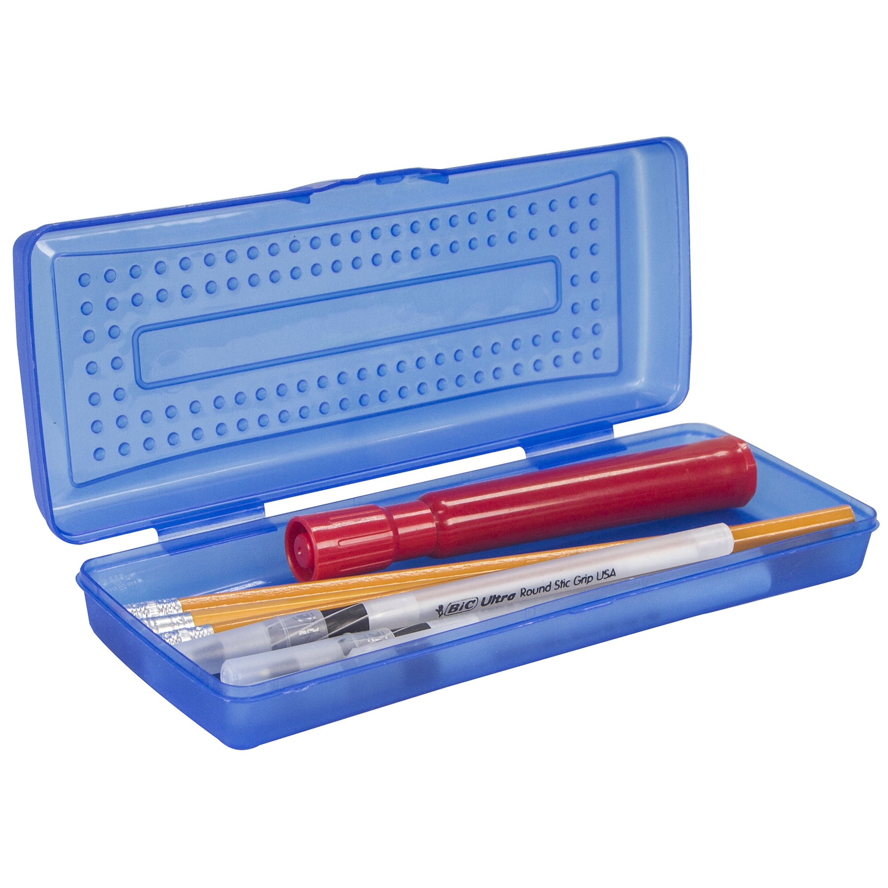 Storex Compact Pencil Storage Hard Case, Hard Plastic, 7.25 x 3 x 1.25 in, Assorted Colors, Pack of 12