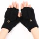 thumbnail image 5 of Guantes cálidos sin dedos para mujeres y hombres, manoplas convertibles de invierno sin dedos con cubierta superior abatible, guante de punto, 5 of 5