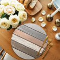 thumbnail image 2 of Round Placemats Brown Beige Stripes 15 inch Set of 4 Table Mats for Dining Table Wood Background Heat Resistant Non-Slip Kitchen & Home Decorative Place Mat Set, 2 of 8