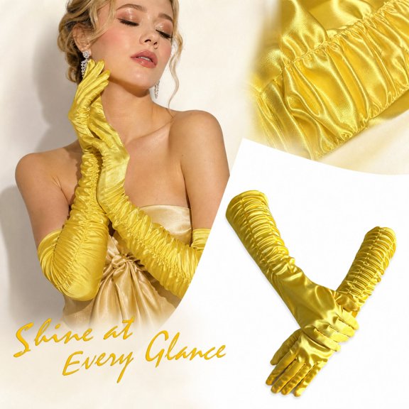 Long Gloves Costume Women Long Satin Opera Gloves Elbow Length
