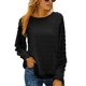 thumbnail image 1 of Manga larga blusa redonda Masajeadores de cuello Loose fit suave transpirable color puro mujeres casual Top para el trabajo fecha compras, 1 of 5