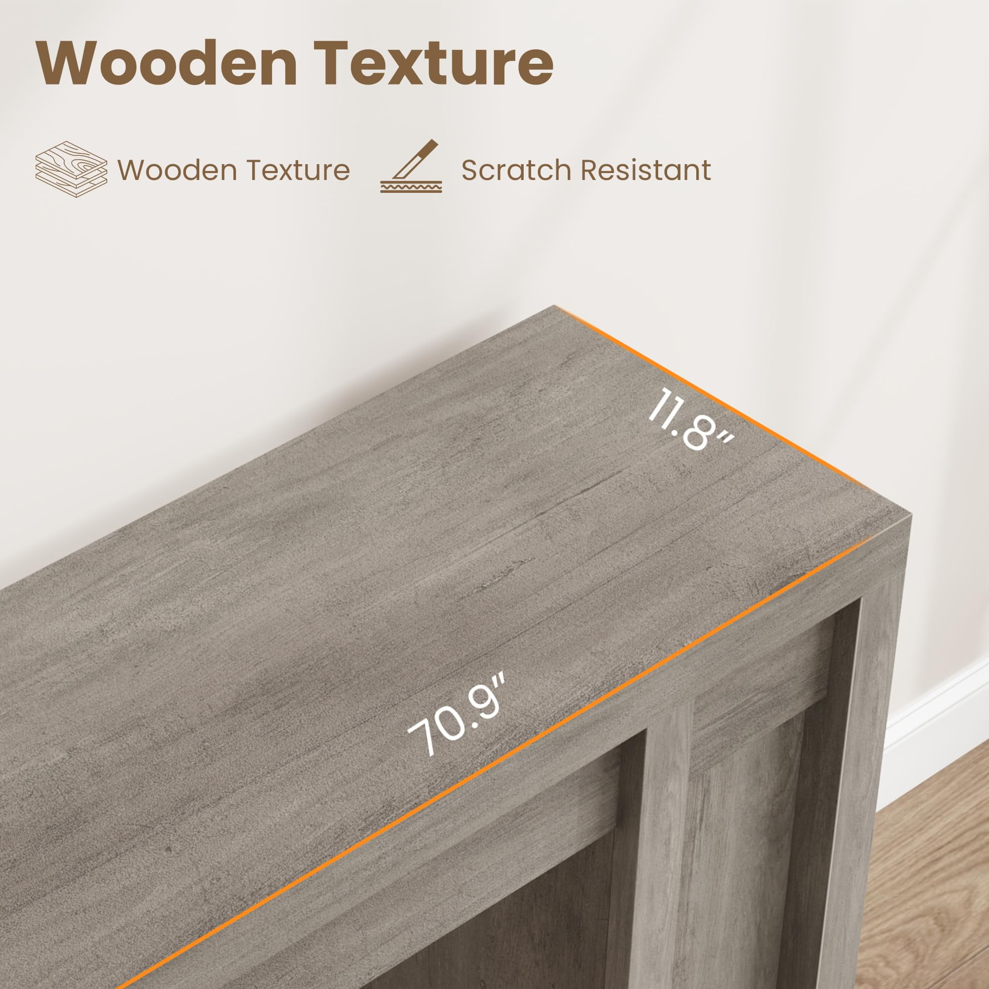 Soonbuy 70" Extra-Long Wood Console Table, Rustic Farmhouse Sofa Table for Behind Couch, Sturdy Versatile Display Entryway Table for Foyer Hallway Living Room