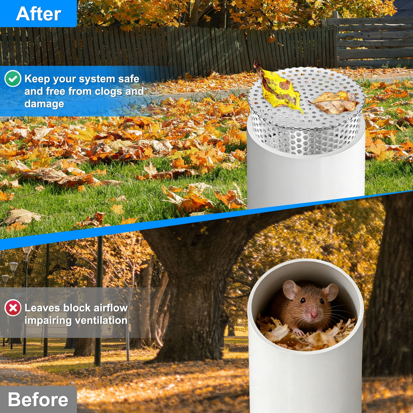 Uxcell 1-Pack Termination Mesh Screen Vent Covers, 5.71–5.04 Inch ID Stainless Steel Conical Exhaust Pipe Cover Strainer for Preventing Birds/Leaves from Entering