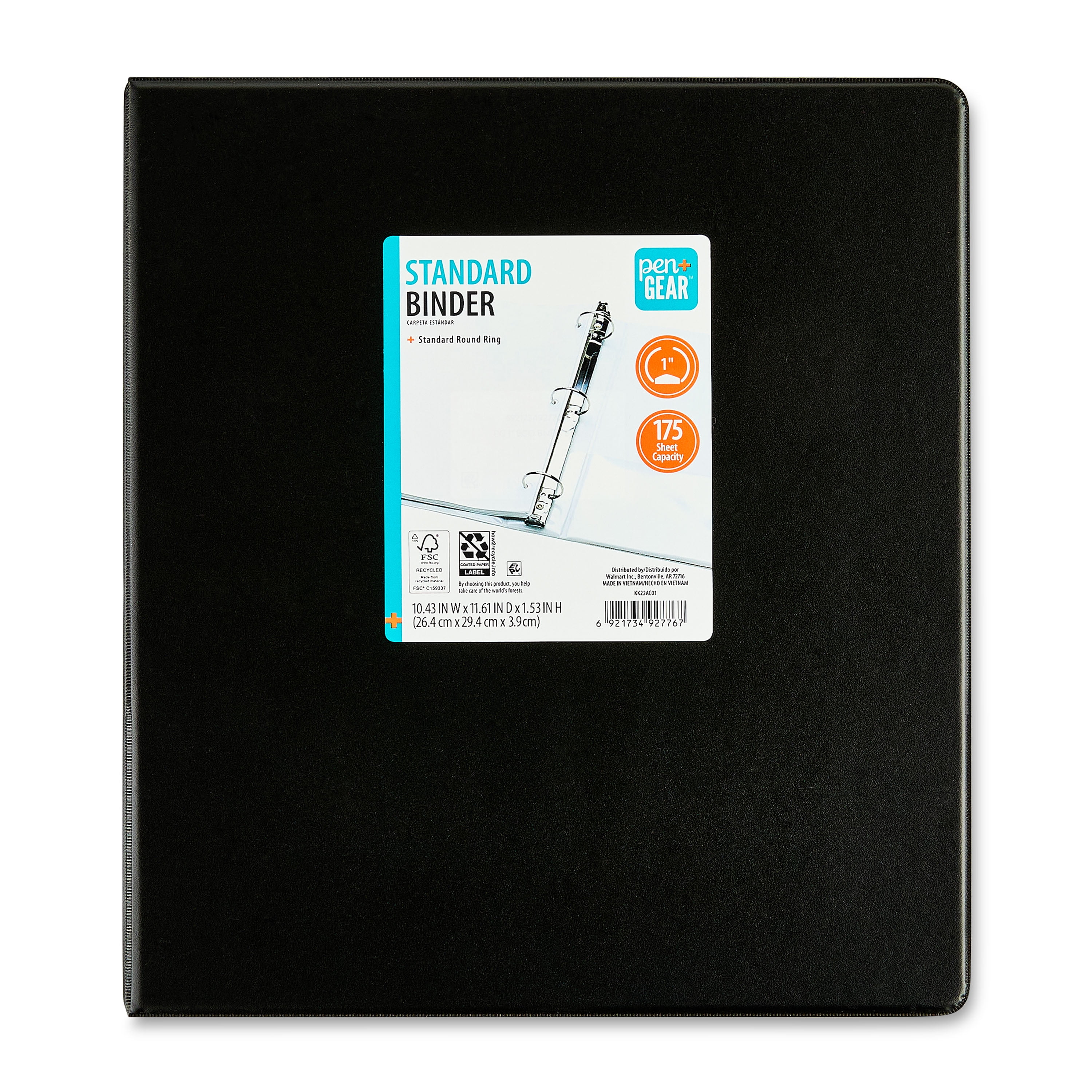 (2 pack) Pen+Gear 1" 3-Ring Standard Binder, Black