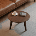 thumbnail image 6 of 100% Solid Oak Wood Round Coffee Table,23.62" D x 13.78" H Walnut Mid-Century Round Table with Triangle Table Legs, Small Round Coffee Table,Vintage Style Walnut Color Solid Wood Furniture, 6 of 8