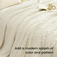 thumbnail image 4 of PHF Fluffy Sherpa Blanket Twin Size, Ultra Soft 510GSM 3D Jacquard Thick Shaggy Fleece Plush Blanket for Sofa Bed, Cream, 60"x80", 4 of 9