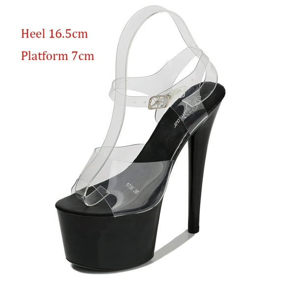 LTARTA Heels Clear Shoes Woman Platforms High Heels Sandals Sexy Big Fish Toe Shoes New Crystal Sandals Slipper Walking Show