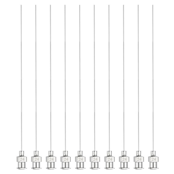 10pcs Dispensing Needles 24 Gauge 4 Inch Stainless Steel Blunt Tip Luer Connector for Refilling Glue Oil Thick Liquids Ink Lab Use, Silver