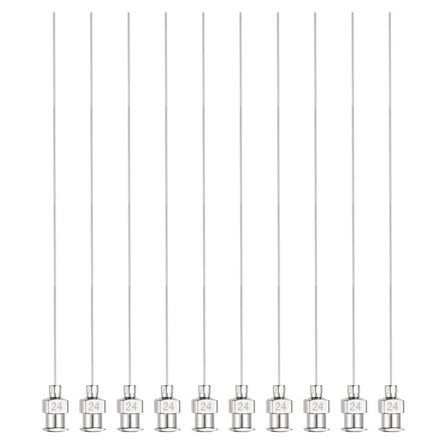 10pcs Agujas de Dispensación 24 Gauge 4 Pulgadas Punta Roma Conector Luer para Rellenar Pegamento Aceite Líquidos Espesos Tinta Uso de Laboratorio, Plata