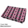 thumbnail image 5 of Abstract Floor Pillow Lounger Cover, Argyle Motif with Diamonds and Lozenges Infinite Symmetric Stripes Image, Nap Mat Printed Fabric Case for 5 Pillows, 88" x 36", Pale Pink Black Grey, by Ambesonne, 5 of 5