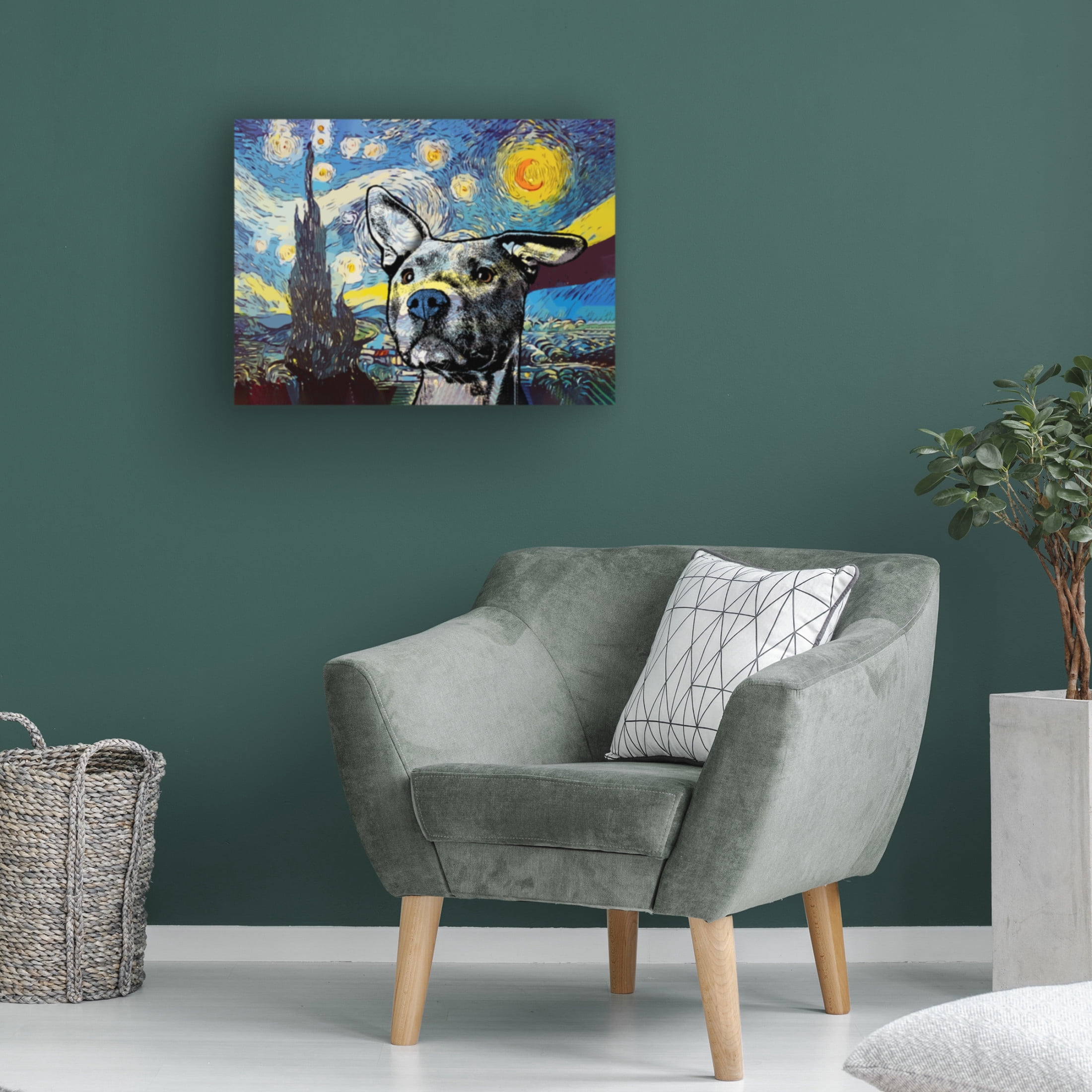 Canvas Wall Art - Dean Russo 'Starry Pittie' Wall Art for Living Room, Bedroom, or Office Décor by Trademark Fine Art - 24 x 18 Inches