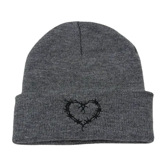 Generic Ladies Thermal Knit Beanie Cap Women'S Pom Pom Knit Winter Hat Unisex Knitted Hat With Love Embroidery Warm And Fashionable Woolen Hat Unisex Knit Beanie Hat