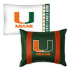 2pc NCAA Miami Hurricanes Pillowcase and Pillow Sham Set College Team Logo Bedding Accessories
