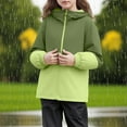 thumbnail image 2 of Lenpel Girls' Rain Jackets Long Sleeve Color Block Zip up Hooded Windbreaker Jackets Casual Outwear Raincoats for Children(Green,5-6 Years), 2 of 7