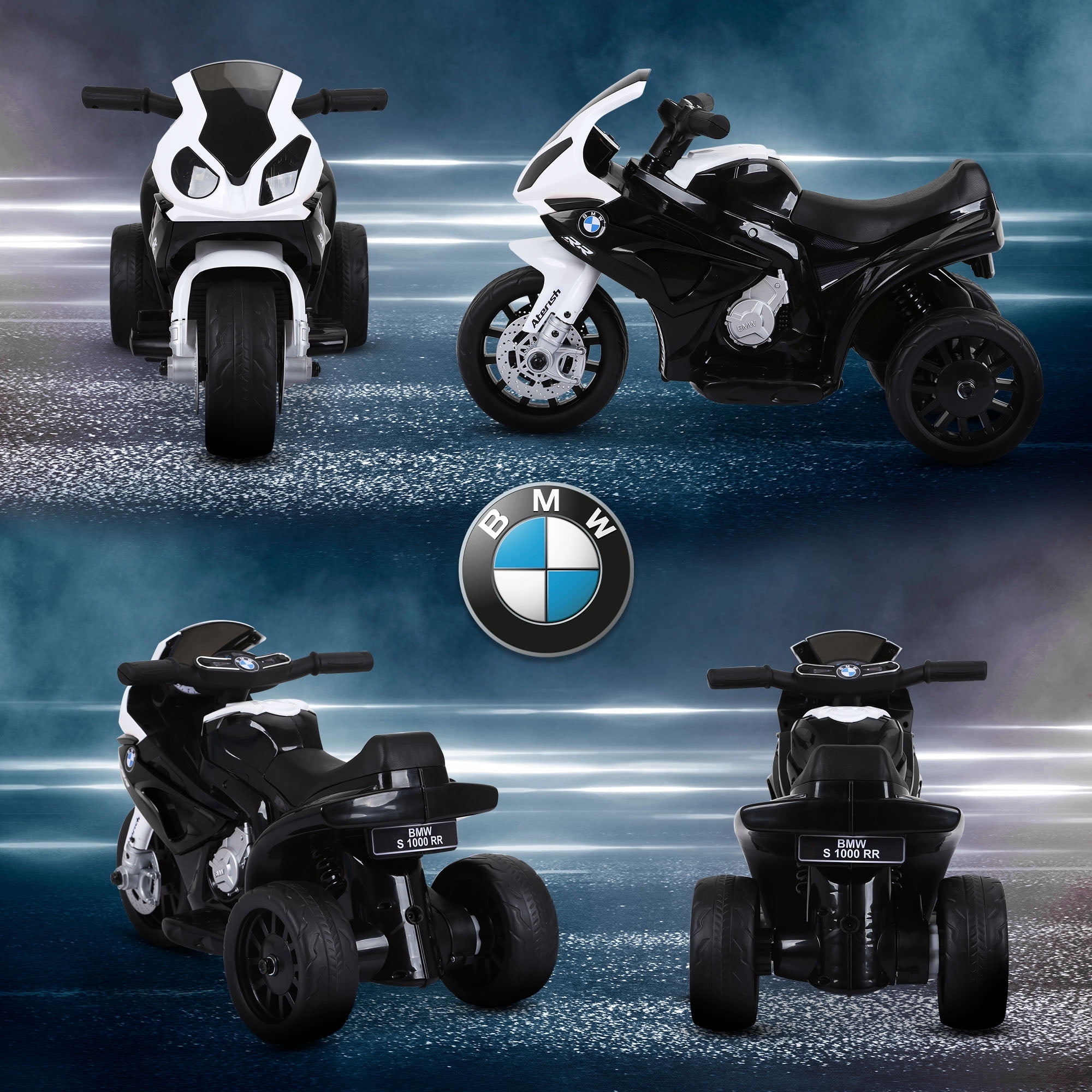Aosom 6V Kids Motorcycle Licensed BMW with Headlight, Music, Black