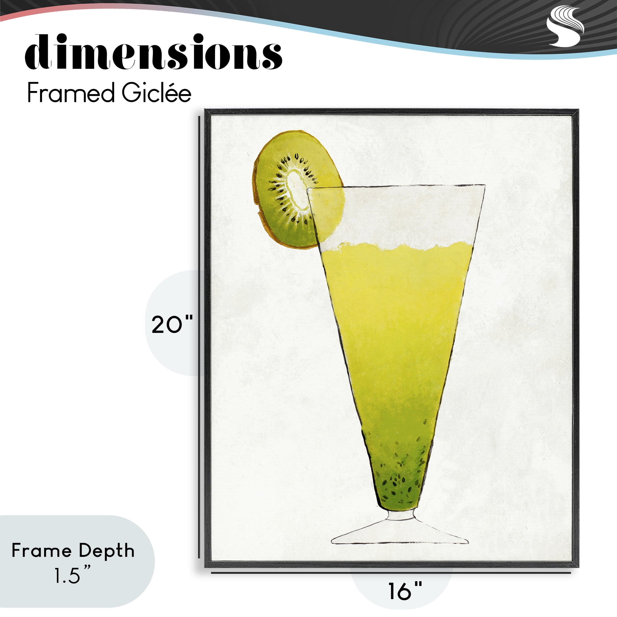 Stupell Industries Summer Cocktail Kiwi Slice Black Framed Giclee Art, design by Lorenzo Collective