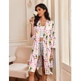 thumbnail image 4 of EKOUAER Women Kimono Robe Knee Length Knit Bathrobe Lightweight 3/4 Sleeve Loungewear Soft Sleepwear with Pockets, 4 of 6