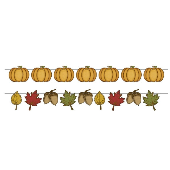 Set of 12 Brown, Red, and Green Rustic Fall Streamer