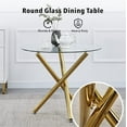 thumbnail image 3 of Round Dining Table with Clear Tempered Glass Top and Gold Legs, Round Glass Table for Restaurant/Dining Room 35.43" D x 35.43" W x 29.5" H, 3 of 14