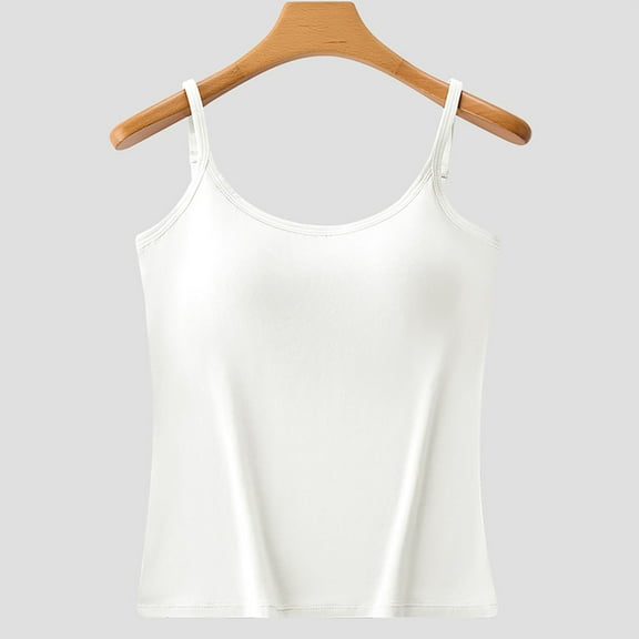 tarylea Camisole Tops for Women Sleeveless Built in Bra Adjustable Spaghetti Strap Tank Tops Casual Summer Comfy Lounge Tops
