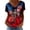 Grey, variant on MEICHEN Women's V Neck Butterfly & Rose Print T Shirt Patriotic Glitter Graphic Casual Top