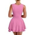 thumbnail image 2 of Kaximil Women's Square Neck Ruffle Hem Mini Dress Ruched Waist Short Party Dresses, 2 of 11